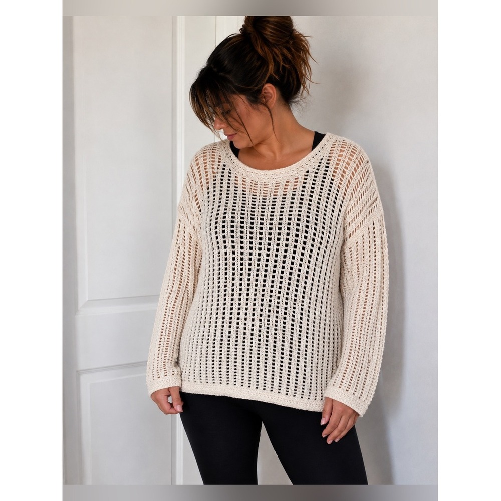 Universal Thread Cream Crochet Open Knit Sweater XL NWT